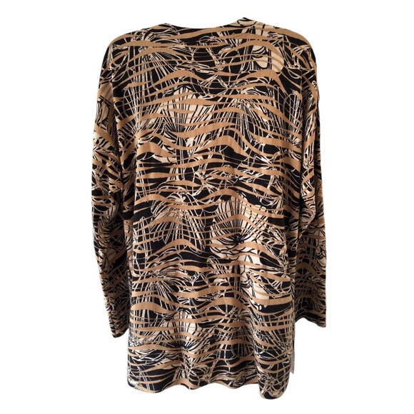 Chicos Travelers Tunic Top Slinky Knit Women’s Size L or 2 Brown Printed - Picture 3 of 11